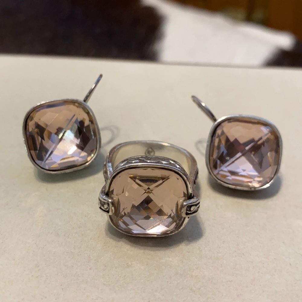 Brighton rose gold Stone Ring & Earrings Set